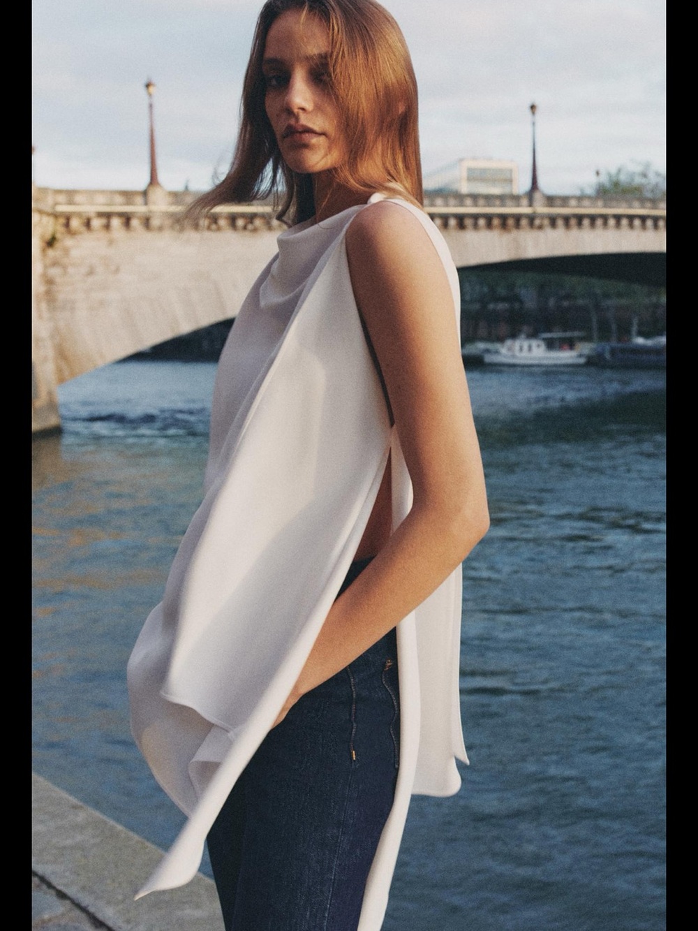Assymeytic Sleeveless White Draped Top- NWT